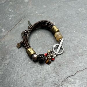 Sterling Silver + Brown Leather Bracelet, Silpada